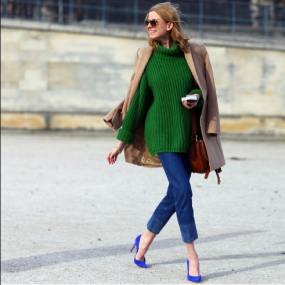 DKNY Classic Silk & Cashmere Deep green turtleneck - Picture 1 of 8